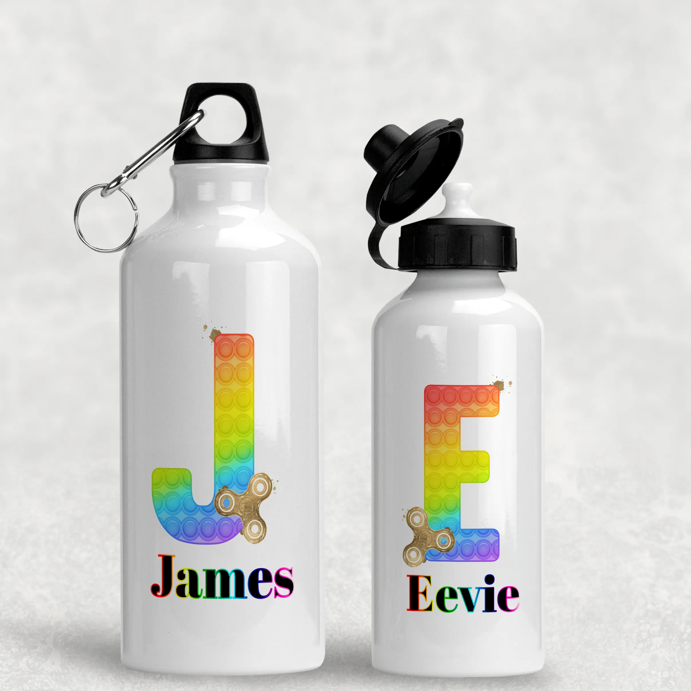 Pop It Fidget Alphabet Personalised Aluminium Water Bottle 400/600ml