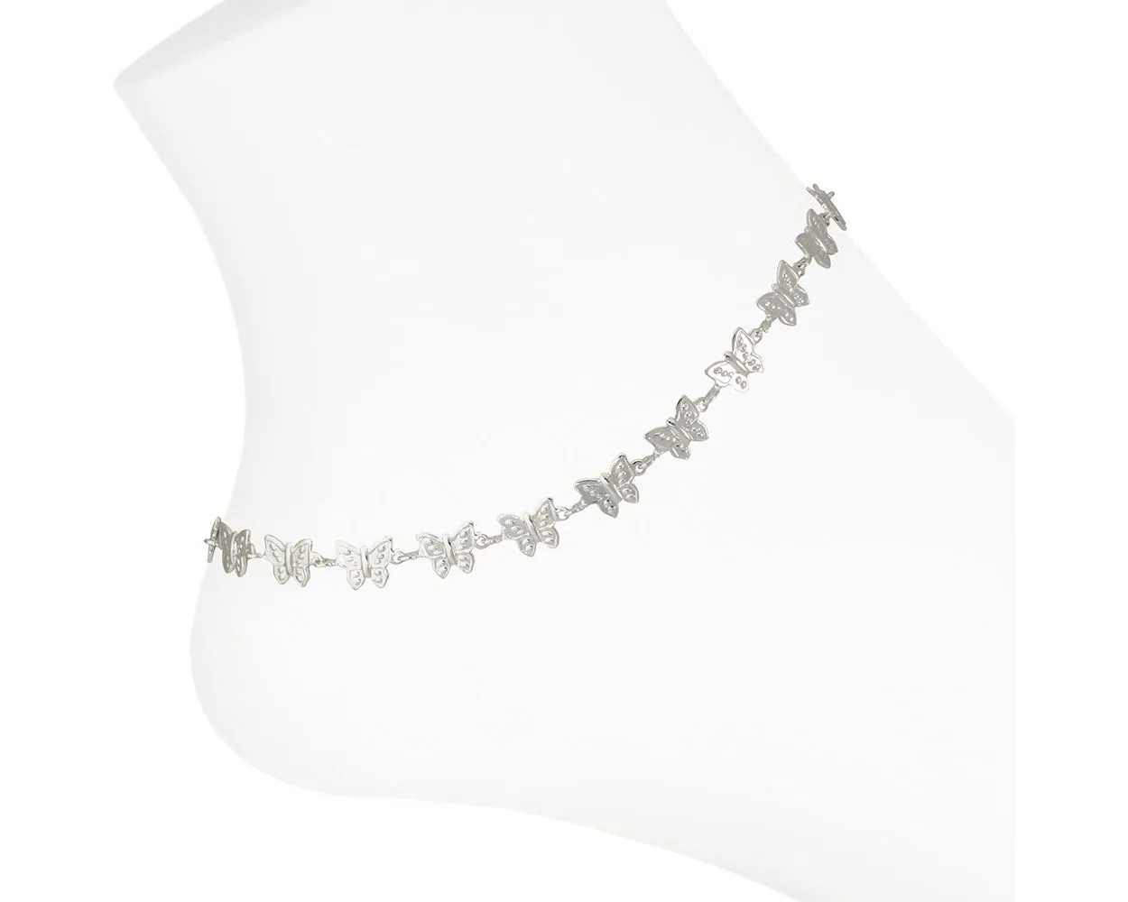 Precious Silver Butterfly Anklet