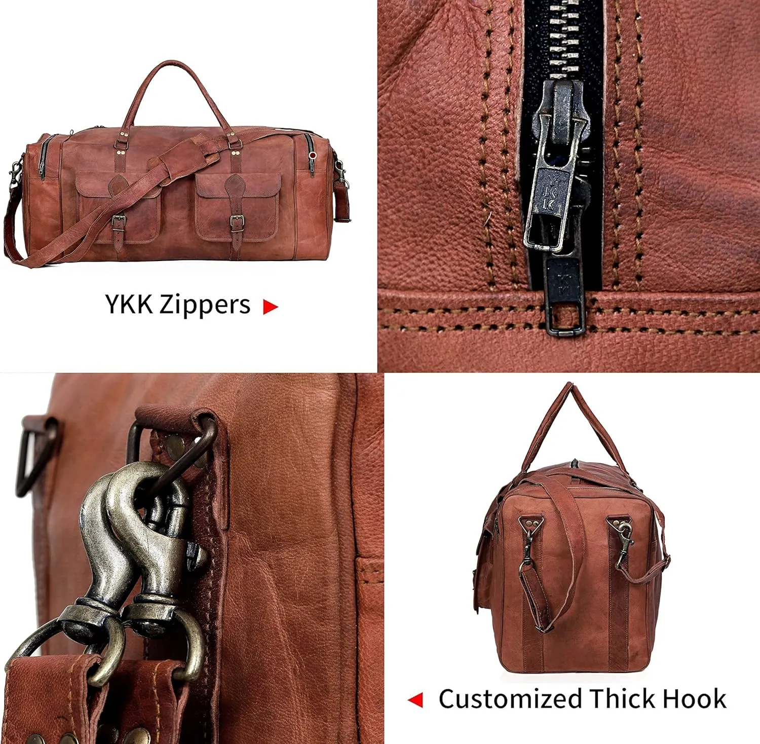 Premium Leather Men's Duffel Bag: Your Ideal Travel Companion for Sports, Weekends, and More - Vintage Leather Duffel