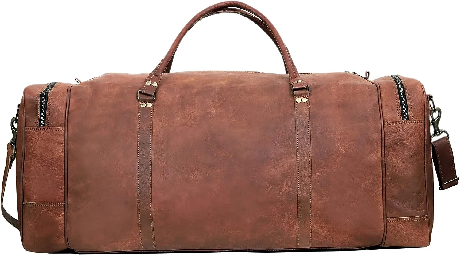 Premium Leather Men's Duffel Bag: Your Ideal Travel Companion for Sports, Weekends, and More - Vintage Leather Duffel