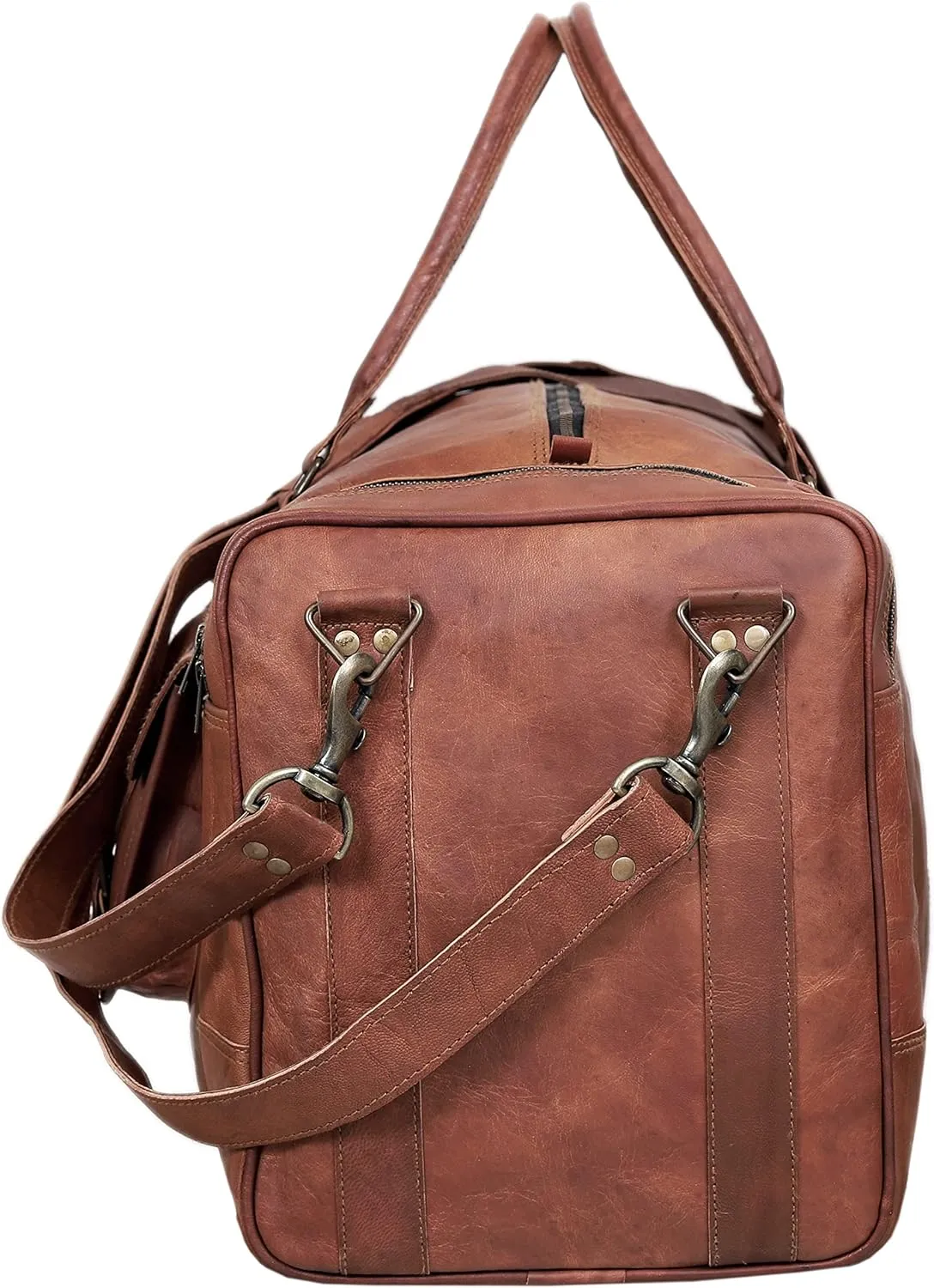 Premium Leather Men's Duffel Bag: Your Ideal Travel Companion for Sports, Weekends, and More - Vintage Leather Duffel