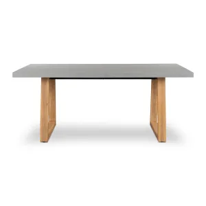 RECTANGULAR DINING TABLE 1.8M, PEBBLE GREY WITH LIGHT HONEY ACAIA LEGS