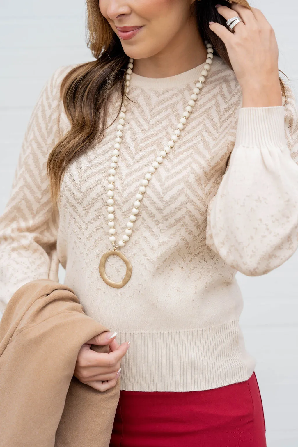 Shining Chevron Balloon Sleeve Sweater