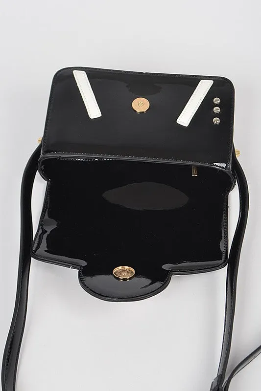 TEEK - Black White Patent Finish Iconic Camera Crossbody Bag