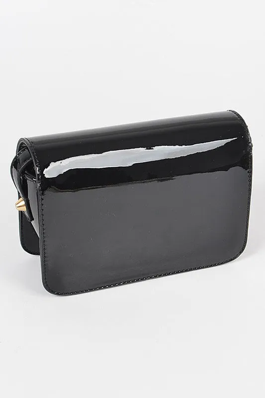 TEEK - Black White Patent Finish Iconic Camera Crossbody Bag