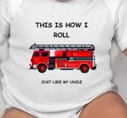 This is how I roll cute baby tee displaying a firetruck - Firefighter baby - firefighter baby shower - fireman wife baby gift - fireman gift