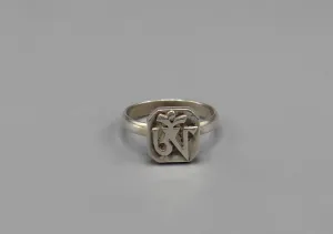 Tibetan Om Letter Sterling Silver Finger Ring