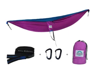 Two Person Portable Hammock | Fuchsia & Deep Sea Blue