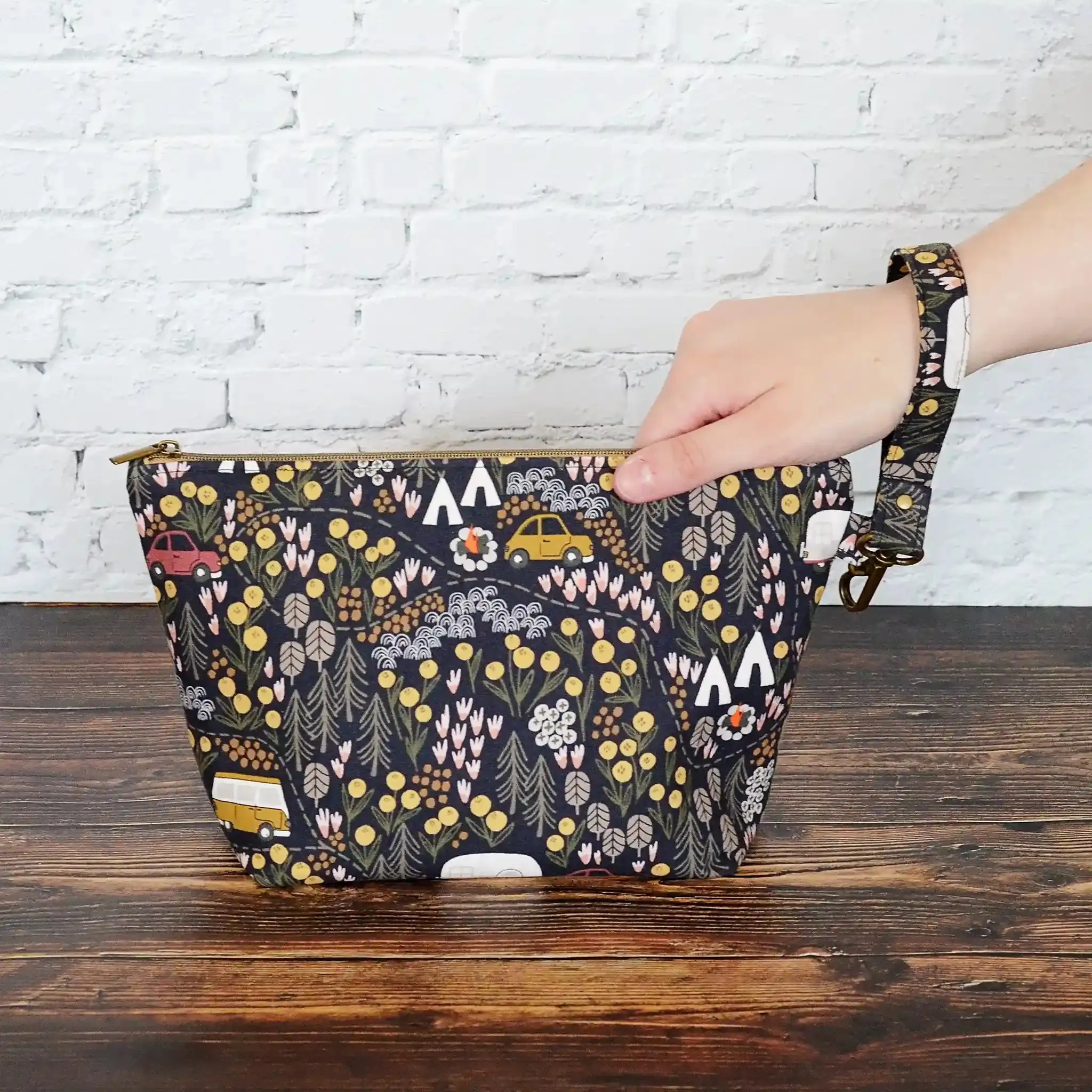 Vintage Camper Zippered Sock WIP Bag