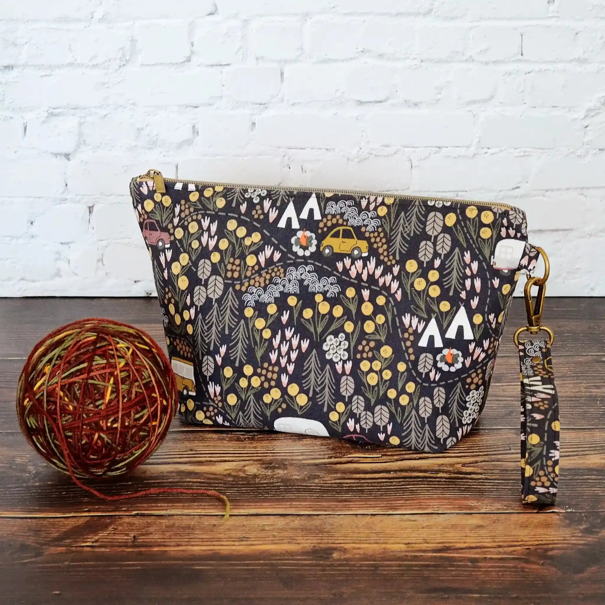 Vintage Camper Zippered Sock WIP Bag