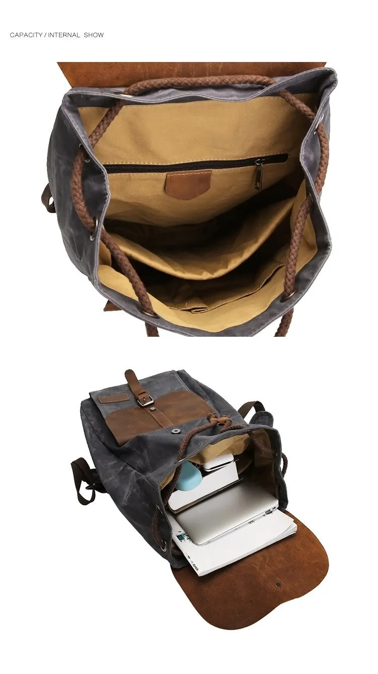 Vintage Leather Canvas Backpack