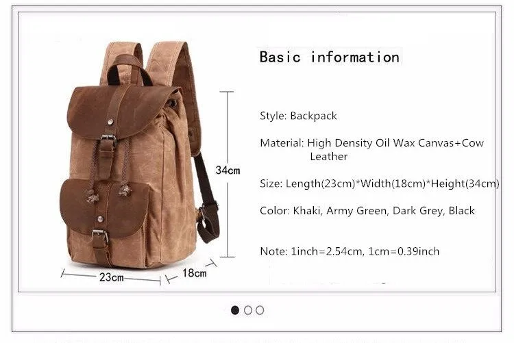 Vintage Leather Canvas Backpack