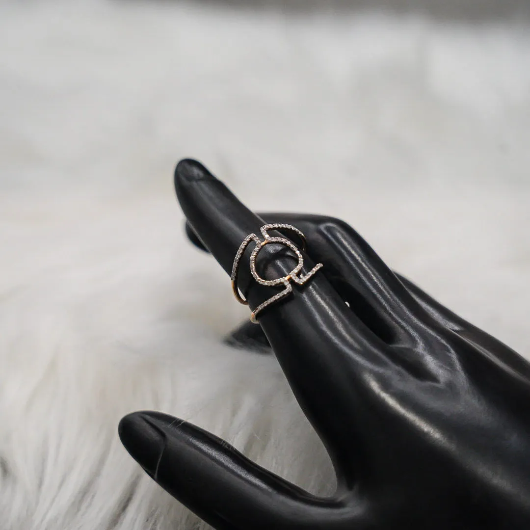 Women Ring 14K Yellow Gold With Diamonds / 2.3gr / Size 7
