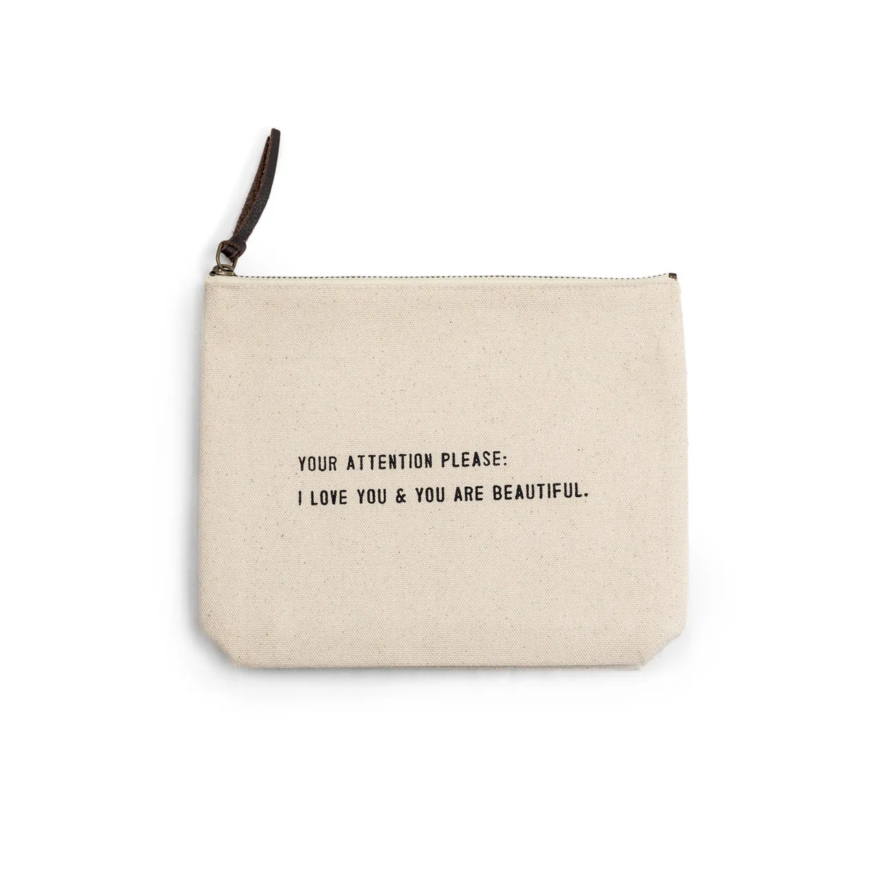 Your Attention Please Canvas Zip Bag
